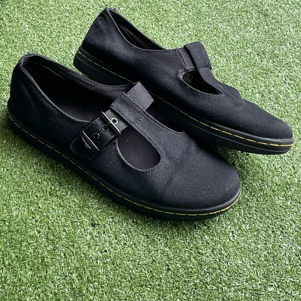 Original Dr. Martens BLACK Canvas WOOLWICH 8L Preowned casual Mary Jane flats